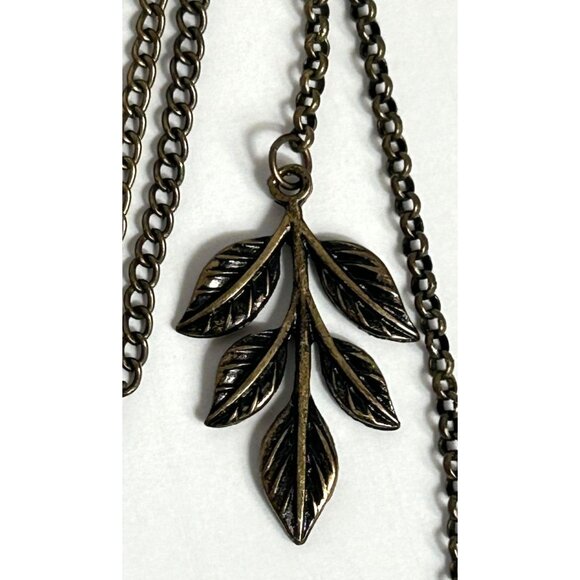 Vintage Brass Locket & Owl Pendant Necklace With Chains & Crystal Accents Costum - Picture 8 of 11